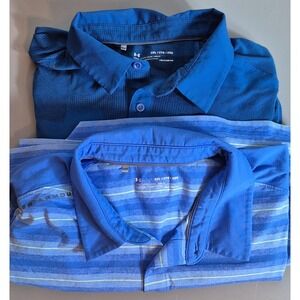 Lot 2 Under Armour Mens Polo Shirts XXL 2XL HeatGear Loose Fit Blue